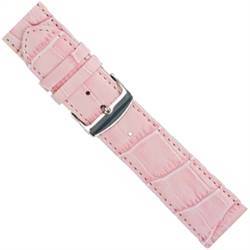 Pink mat læder urrem med imiteret alligator look med guld spænde, bredde 16 mm og længde 195 mm